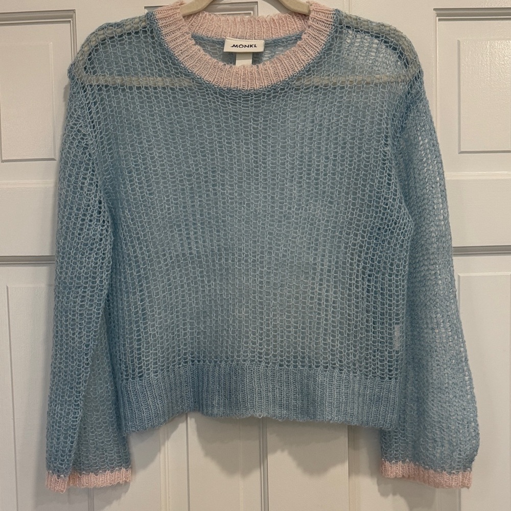 Blue and Pink Loose Knit Sweater